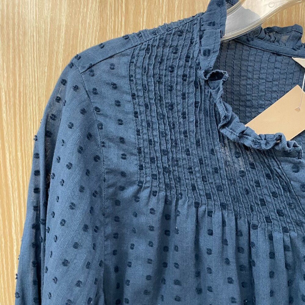 Point Sur Blue Dotted Swiss Top Size 8 - Picture 2 of 5